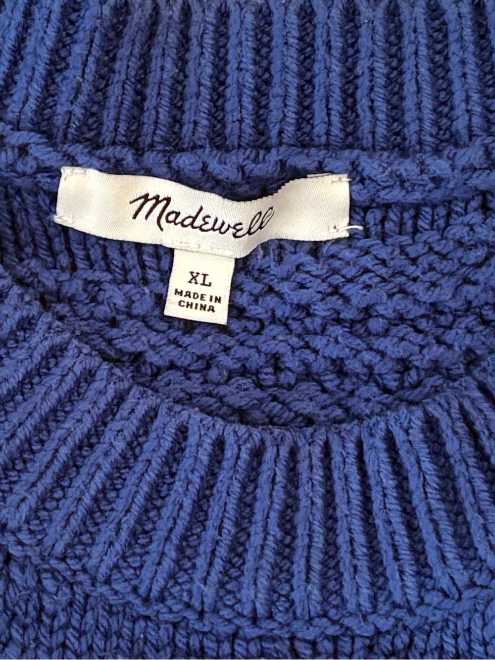Madewell Landscape Colorblock Chunky Knit Sweater XL Blue White Navy - Picture 3 of 5